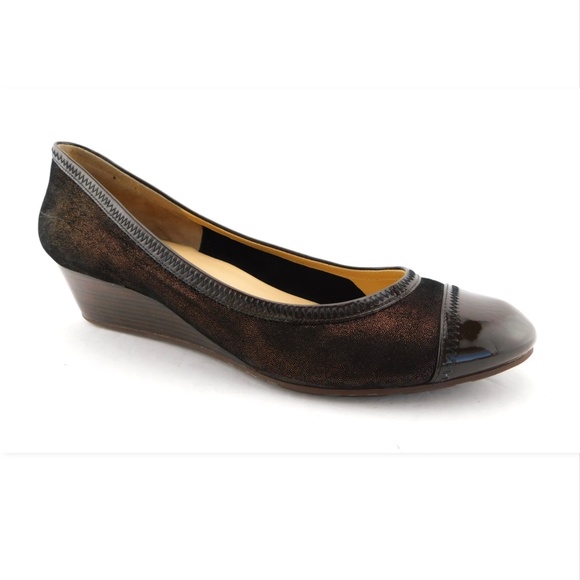 Cole Haan Shoes - COLE HAAN Nike Air Bronze Brown Leather Cap Toe Ballet Wedge Pumps 11